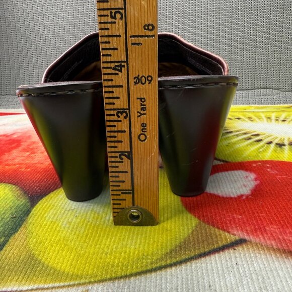 Born Womens Size 8 EU 39 Brown Leather Slip-On Mule Clogs Wedge Heel - Picture 5 of 8